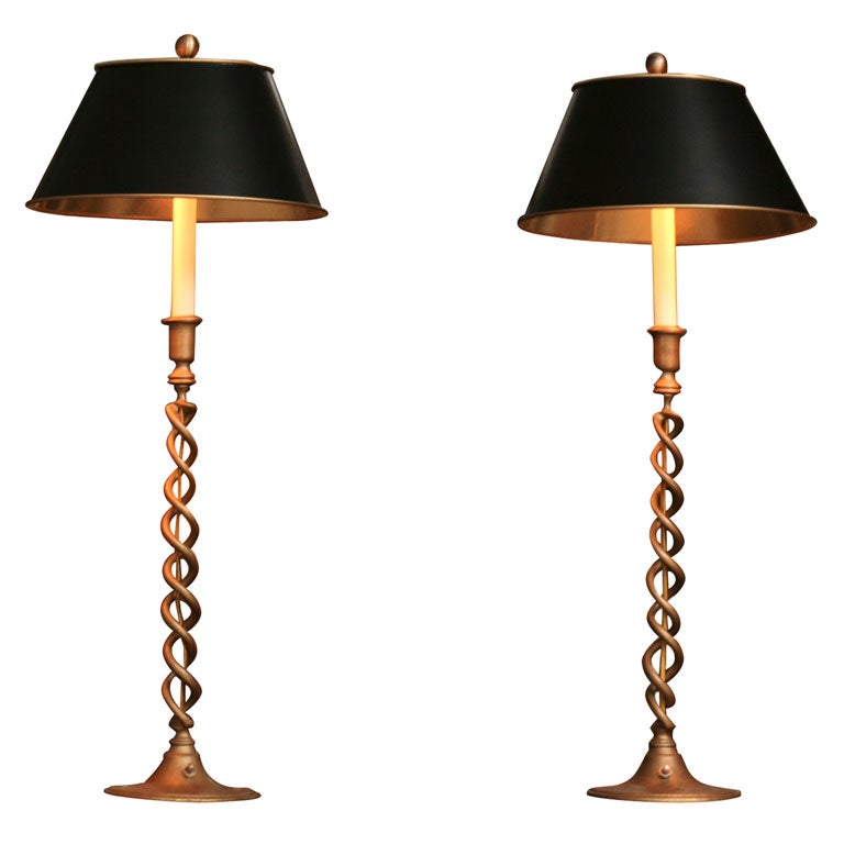 Pair Tall Candlestick Lamps