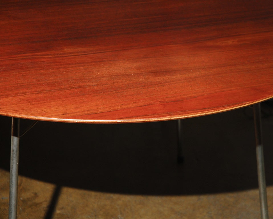 Danish Arne Jacobsen for Fritz and Hansen teak and chrome table For Sale