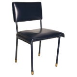 Blue Jacques Adnet Side Chair