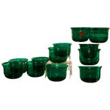 Set Of 12 Emerald Crystal Finger Bowls
