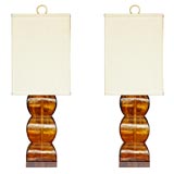 Vintage Amber Glass Table Lamps