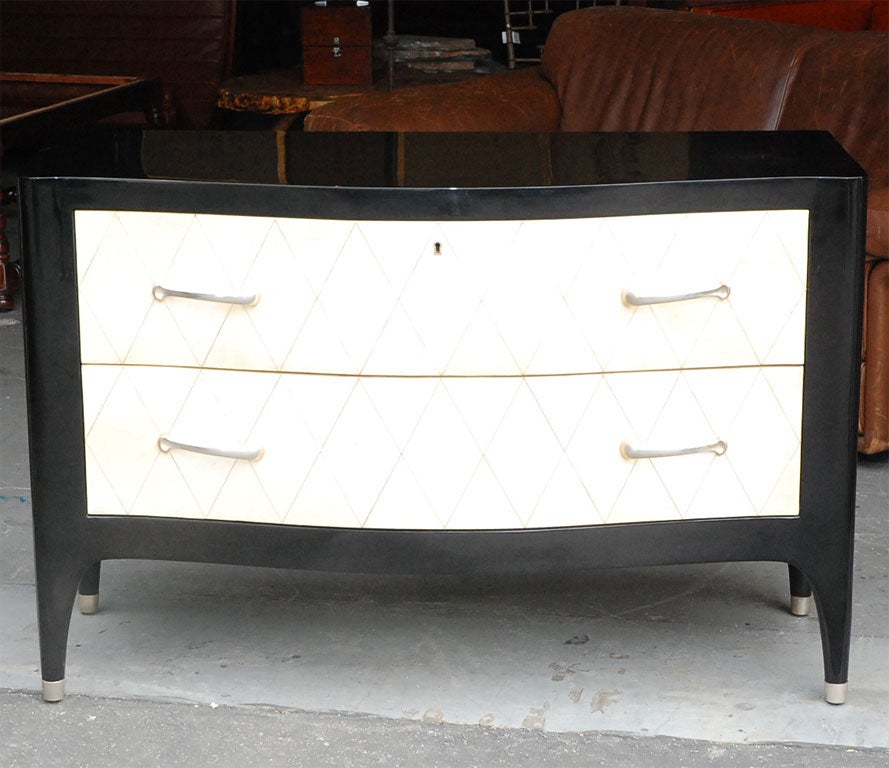 Ebonized Wood and Parchment Dresser