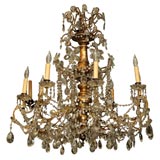 ITALIAN GILT WOOD AND CRYSTAL CHANDELIER