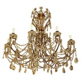 Antique SPANISH NEO CLASSICAL IRON AND GILT CRYSTAL CHANDELIER