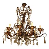 SPANISH  IRON AND CRYSTAL CHANDELIER