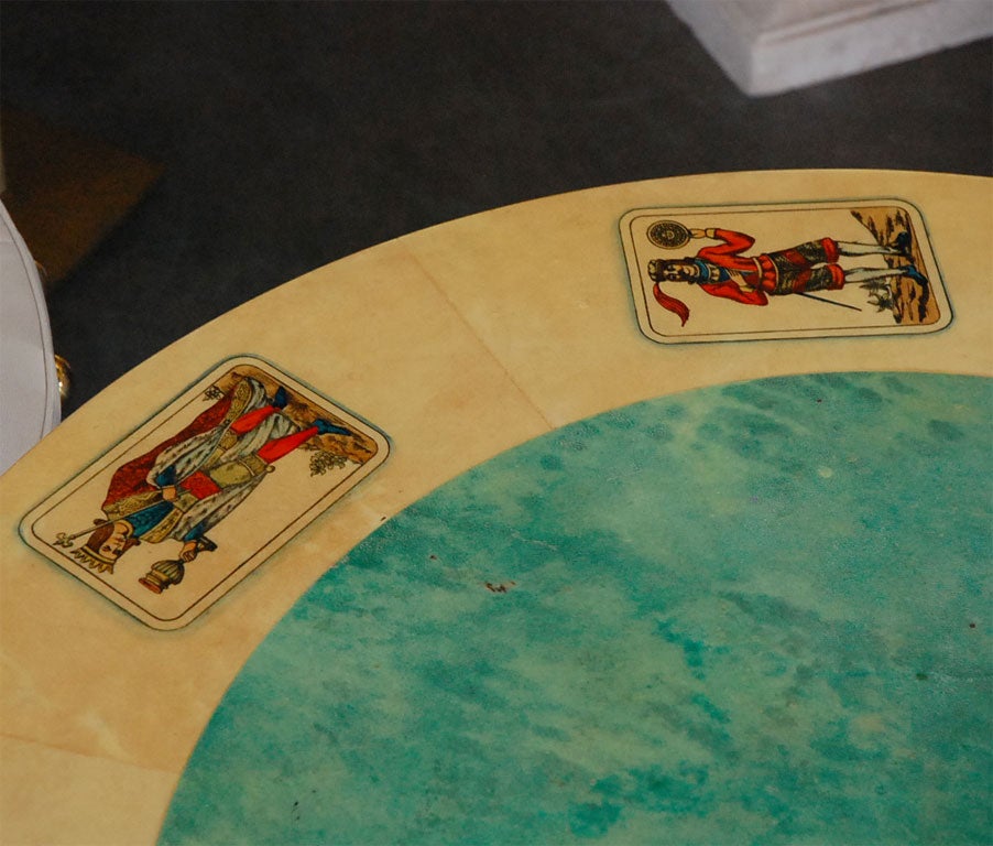 Mid-Century Aldo Tura Parchment Game Table In Good Condition For Sale In Los Angeles, CA