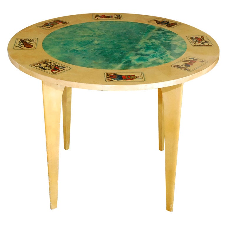 Mid-Century Aldo Tura Parchment Game Table For Sale
