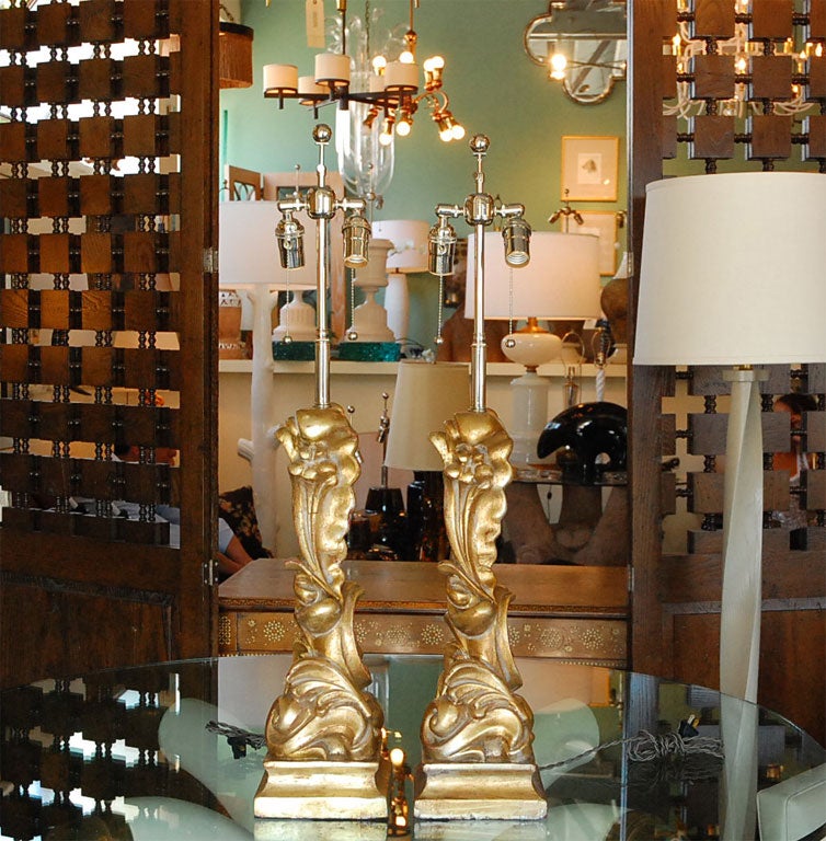 Pair of White Gold Table Lamps