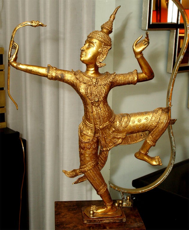 Late 20th Century Large and Impressive Table Lamp with Dancing Thai Figure For Sale