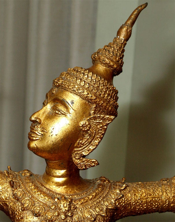 Ormolu Large and Impressive Table Lamp with Dancing Thai Figure For Sale