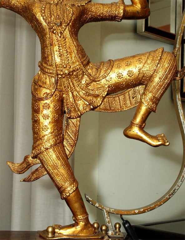 Large and Impressive Table Lamp with Dancing Thai Figure For Sale 3