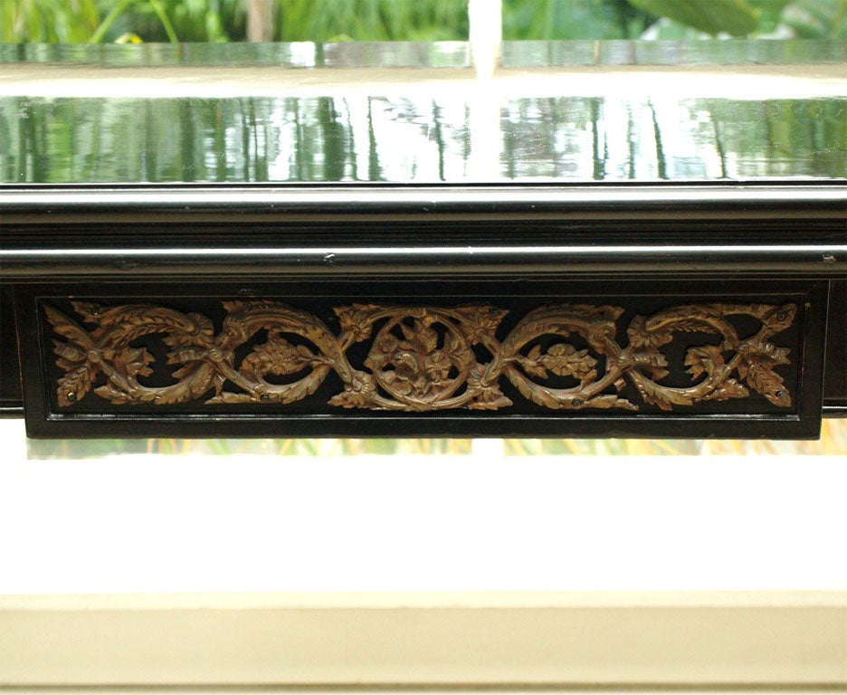 Black Lacquered Folding Library Table in the Style of Jansen