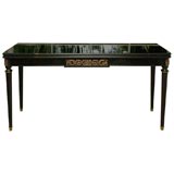 Black Lacquered Folding Library Table in the Style of Jansen