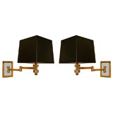 Pair of Brass and Lucite Swing Arm Wall Lamps