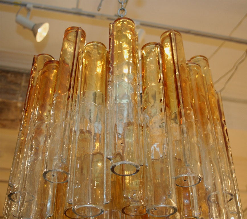 Mid-Century Modern Venini Calze Amber Fade Chandelier