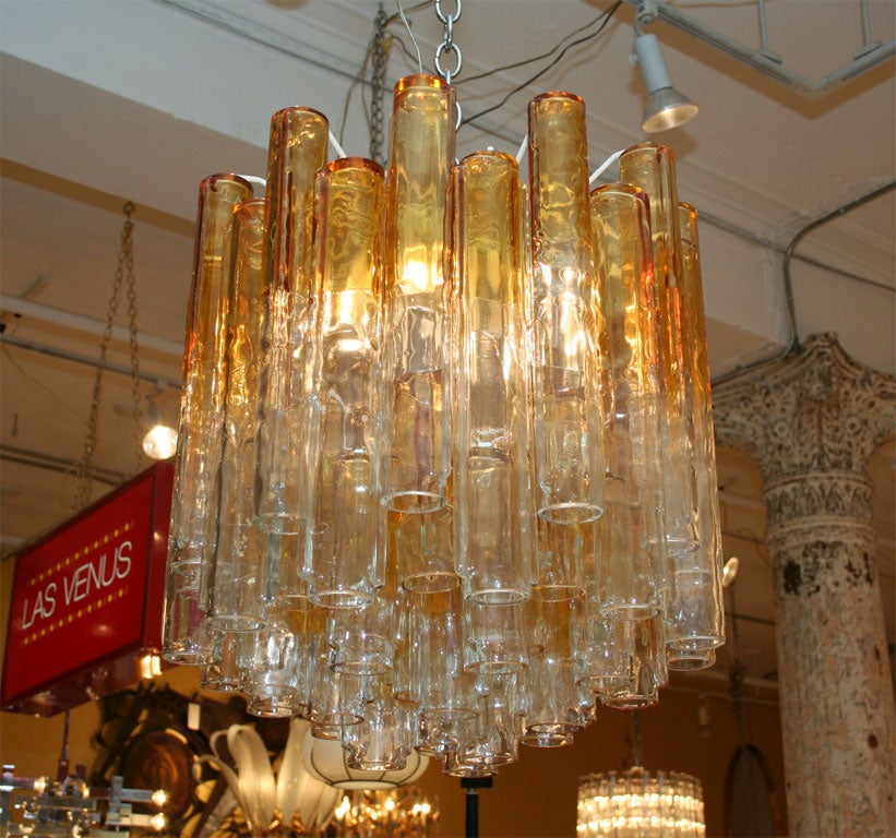 20th Century Venini Calze Amber Fade Chandelier