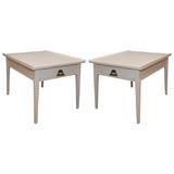 Vintage Pair of White Lacquered Side Tables by Grosfield House