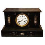 Antique Black Slate Marble Mantel Clock