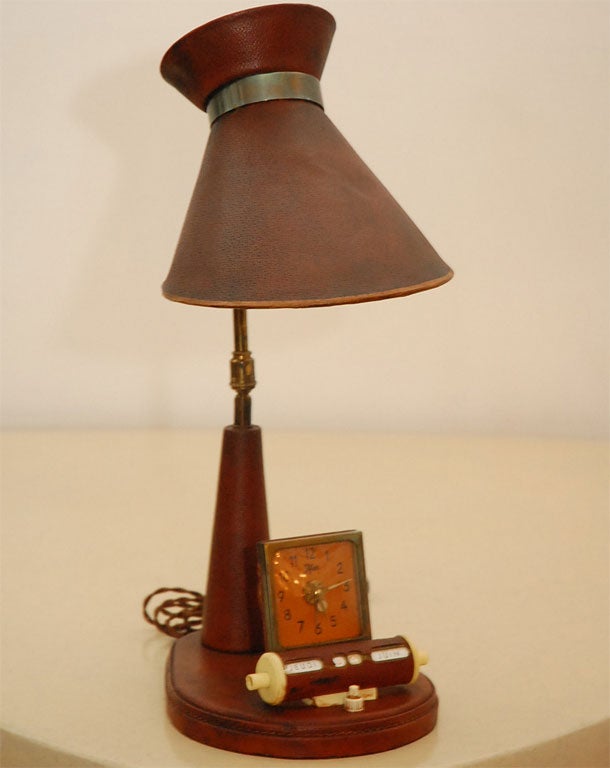 Jacques Adnet desk lamp with clock