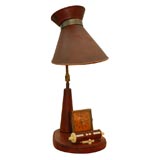 Vintage Jacques Adnet desk lamp with clock