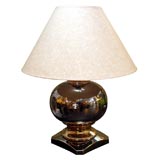 Mid Century Silver & Gold Glazed Porcelain Lamp