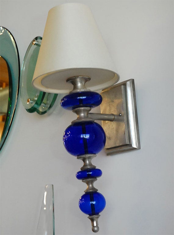 Pair of Cobalt Blue Sconces