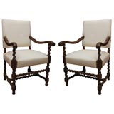 Handsome Pair of Carved Bobbin  Chairs