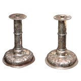 Antique English Sheffield plate candle stick holders.