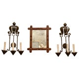 Pair of Robust Wrought Iron Sconces