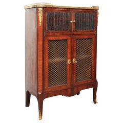 Antique A LOUIS XV-XVI  STYLE BOOKCASE-CABINET.  FRENCH, C. 1880-90