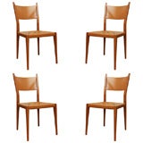 Set of 6 Paul McCobb Leather Webbed Dining Chairs