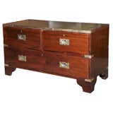 Antique English leather top military chest.