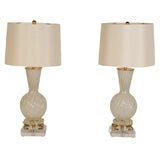 Pair of Murano Swirl Lamps