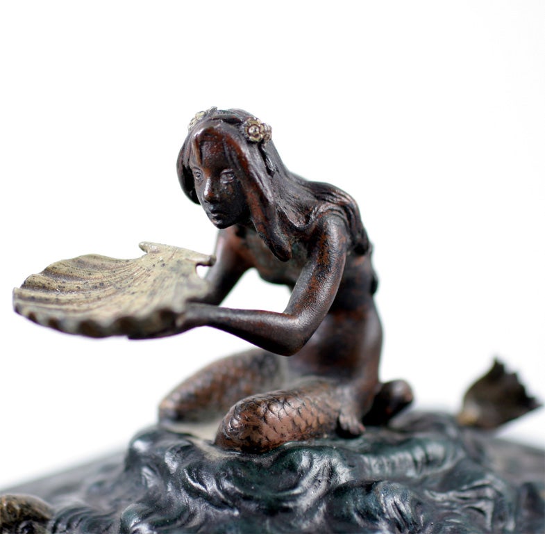 Polychrome Bronze Mermaid Presentation Box For Sale 1