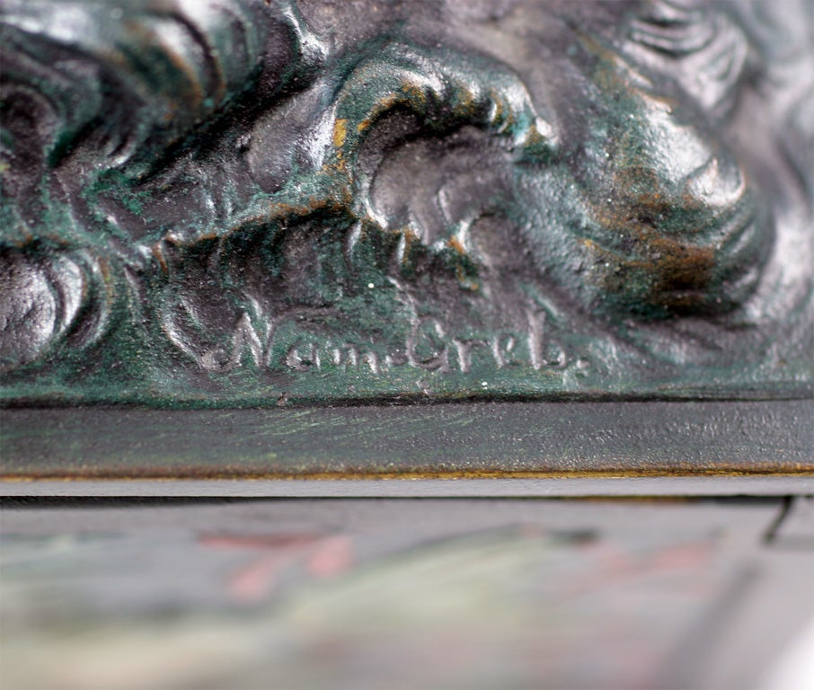 Polychrome Bronze Mermaid Presentation Box For Sale 2
