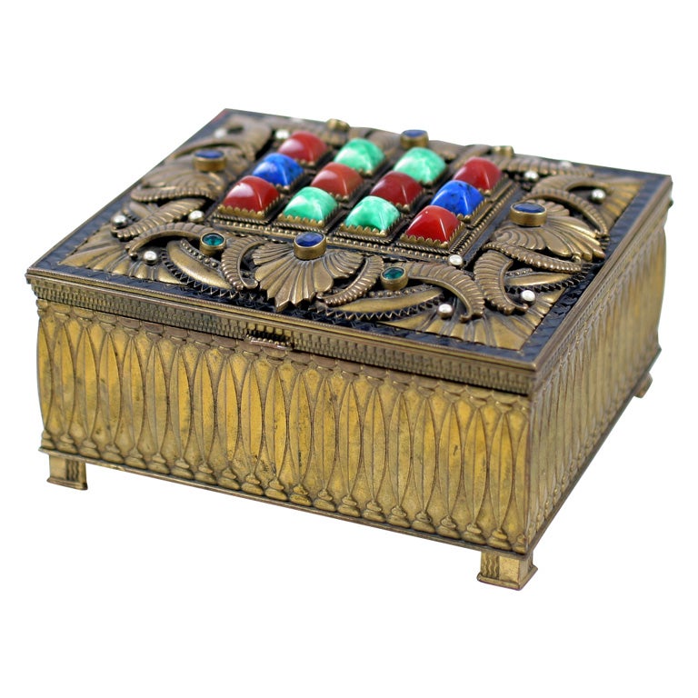 Jewelry Box with Semi Precious Stones For Sale