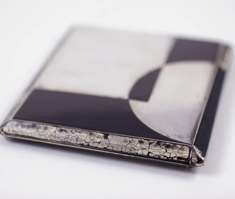 French Art Deco Enamel and Eggshell Cigarette Case For Sale