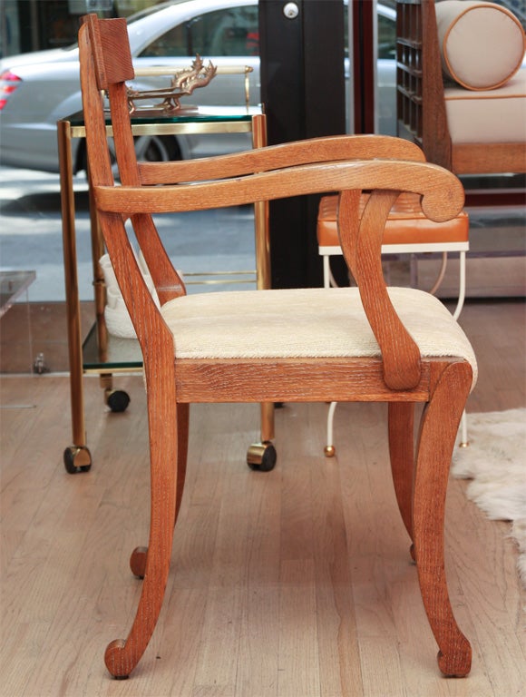 Pair of oak side chairs ine the manner of Duplantier