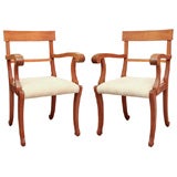 Pair of oak side chairs ine the manner of Duplantier