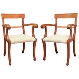Pair of oak side chairs ine the manner of Duplantier