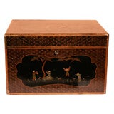 Antique French Chinoiserie Lacquer & Opaline Humidor, Circa 1870