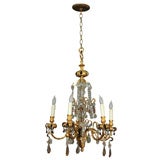 Beautiful French Late 19th Century Petite Gilt Bronze Chandelier