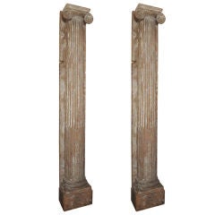 Pair of 18th Century Hand Carved Pine Pilasters