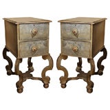 Paif of Italian Baroque Style Silvered Giltwood Side Commodes