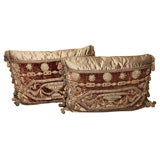 Pair of 18th Century French Silk Velvet Embroidered Pillows