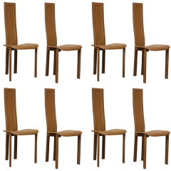 Set of Eight Modern Leather Dining Chairs