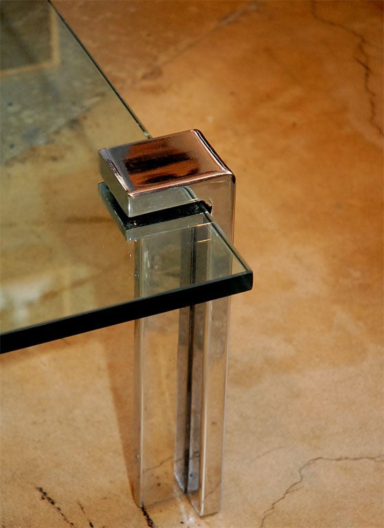 American Gerald McCabe Clamp Leg Glass Coffee Table
