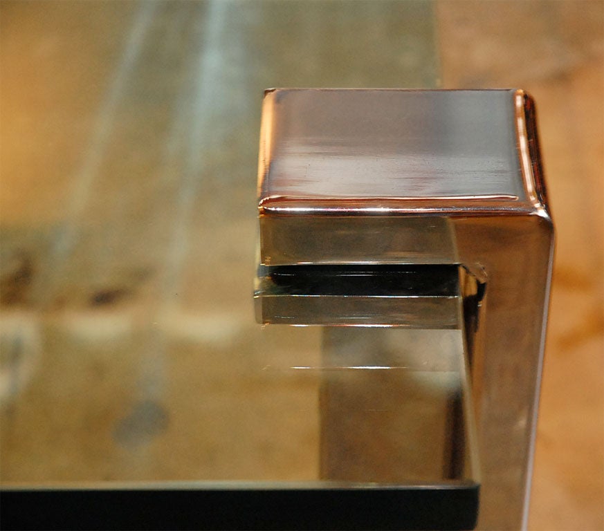 Mid-20th Century Gerald McCabe Clamp Leg Glass Coffee Table