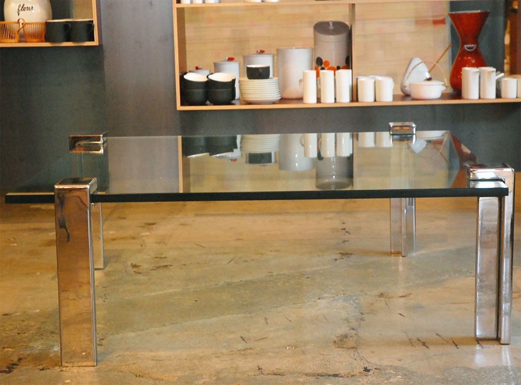 Gerald McCabe Clamp Leg Glass Coffee Table 1