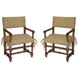Pair of Mid 19th Century Walnut Italian Villa Chairs